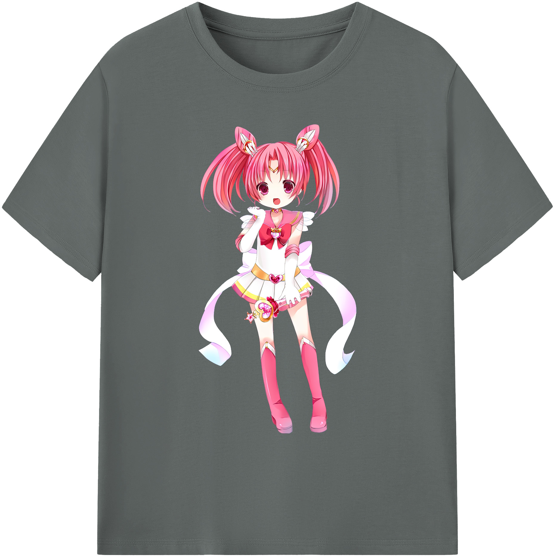 （画像用） 美少女戦士セーラームーン ちびうさ Sailor Moon Chibiusa Tsukino Usagi Small Lady Serenity 綿100％ メンズ半袖Tシャツ｜肌触りやわらか＆通気性